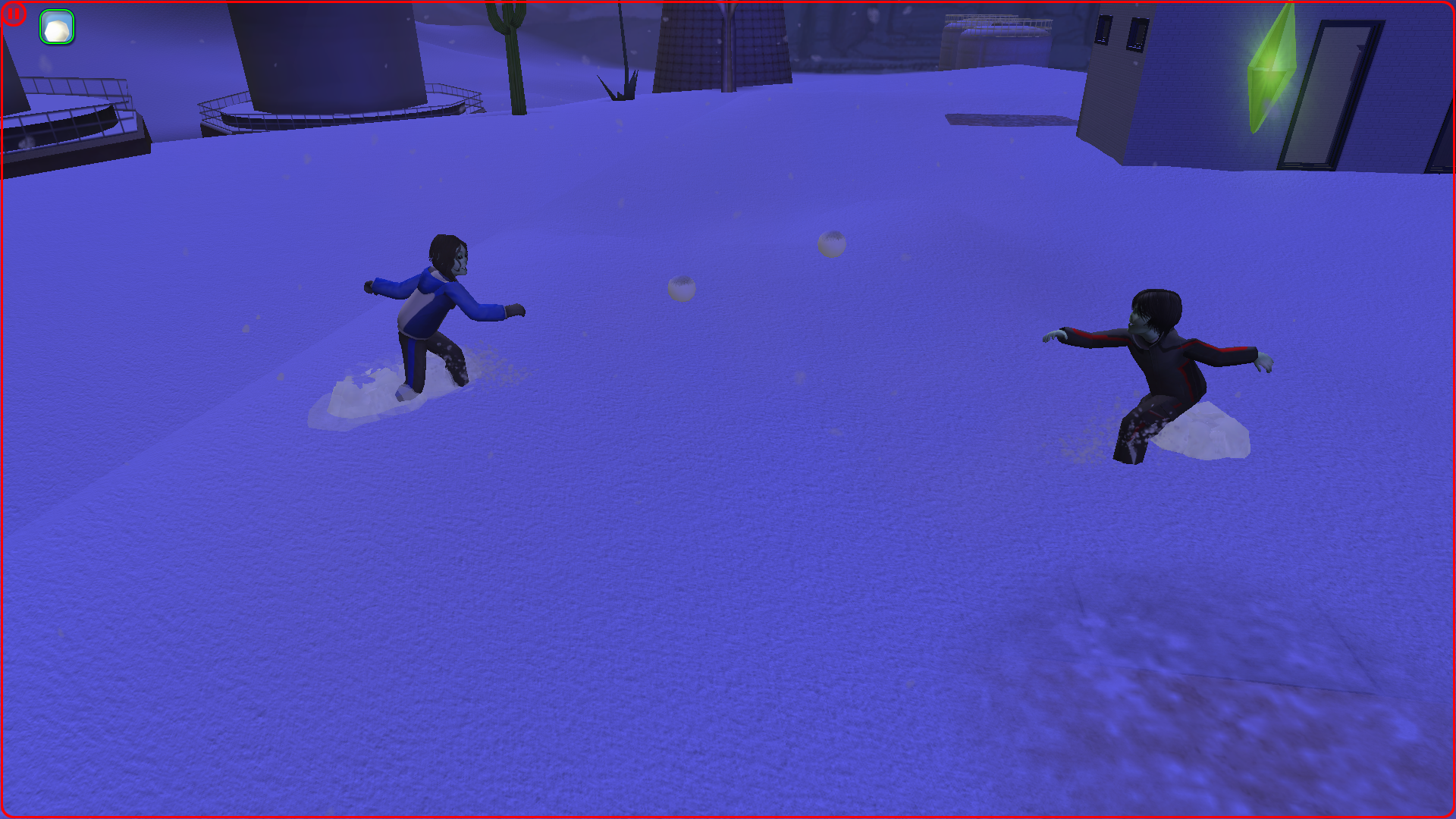 Screenshot 3 - Tycho and Kitty throwing snowballs at each other